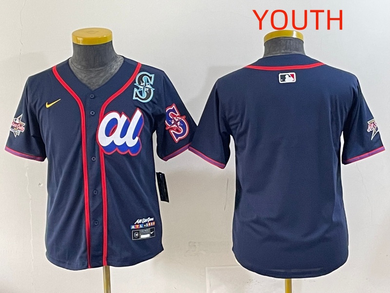 Youth  2025 Seattle Mariners Blank Drak Blue All star Blank Blue Nike MLB Jersey style 10